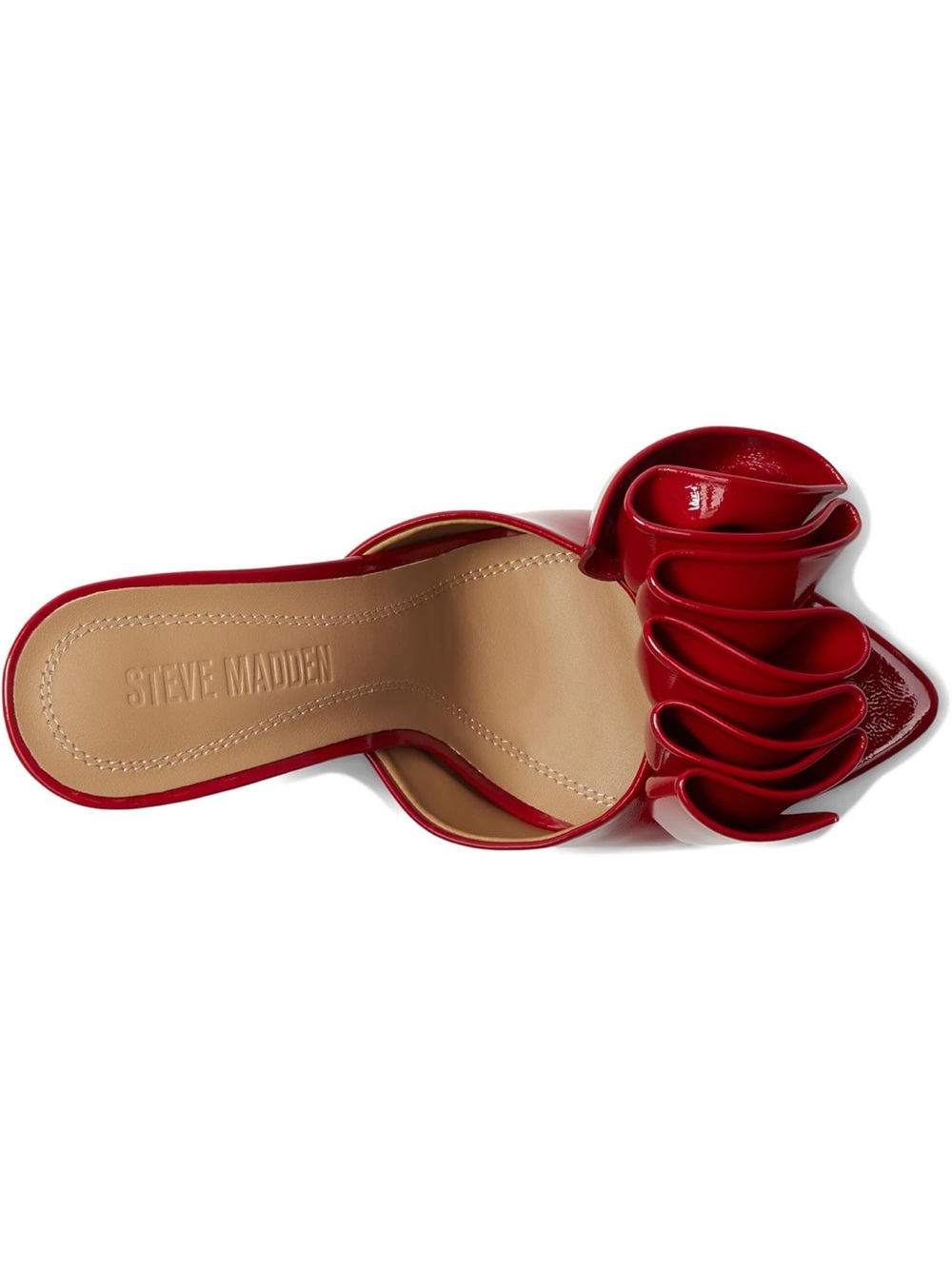 Steve Madden Red Patent High Heel Mule with Ruched Bow - Picture 2 of 3